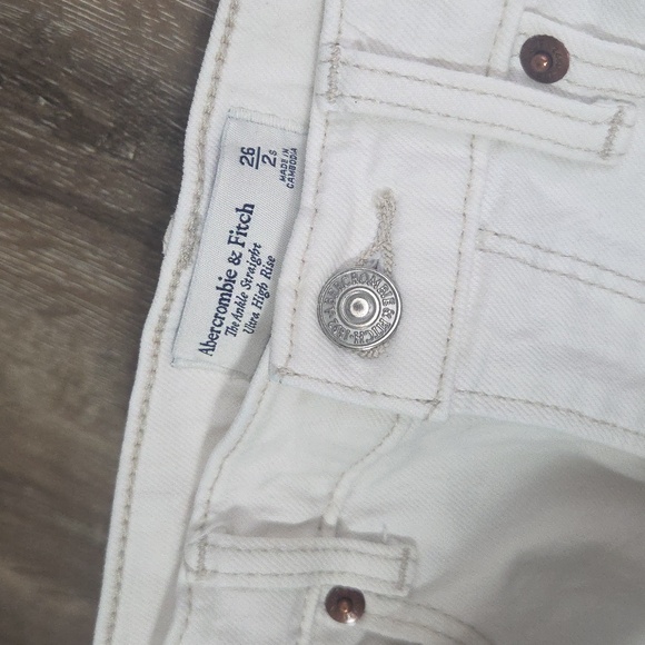 Abercrombie & Fitch The Ankle Straight Ultra High Rise Ivory Straight Jeans 2S - Picture 4 of 10